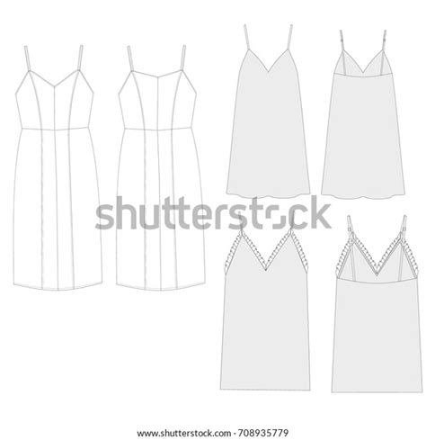 Technical Drawing Sketch Dress Vector Illustration 스톡 벡터 로열티 프리 708935779