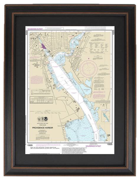 Framed Nautical Chart Providence Harbor Traditional Prints And