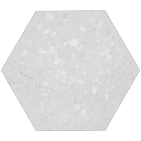 White 125 Hex Porcelain Tile Wild Terrazzo Collection By Soho Studio