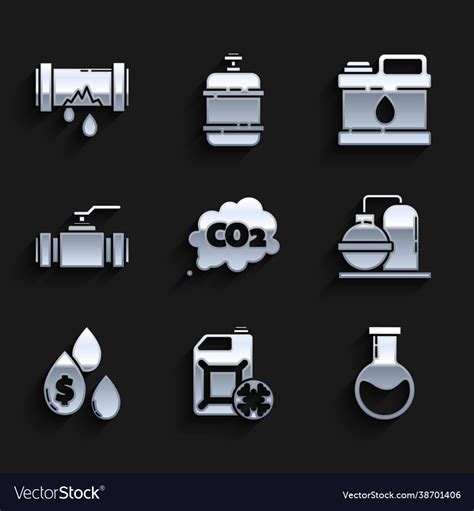 Set Co Emissions In Cloud Oil Gas Industrial Vector Image