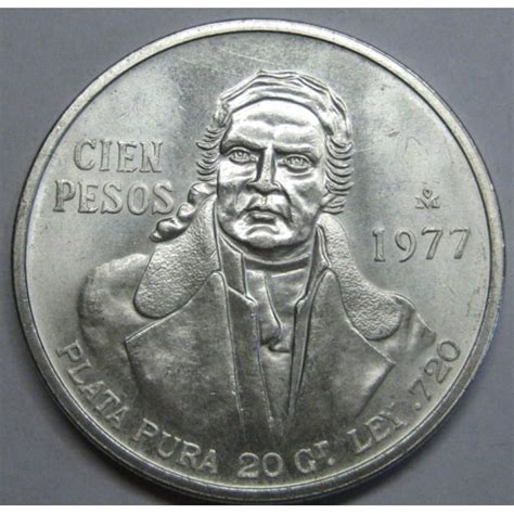 1977 MORELOS 100 PESOS MEXICO PLATA