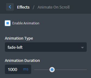 Customize the Scroll animation effects