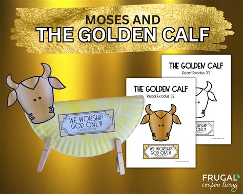 Moses Golden Calf Craft Printable for Kids, the Ten Commandments Craft Exodus 20:4-6 Golden Calf ...