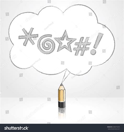 Wooden Lead Pencil Reflection Drawing Swearing Stock Vector Royalty