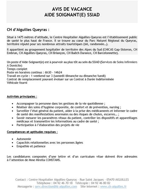 Offres D Emploi Hopital D Aiguilles