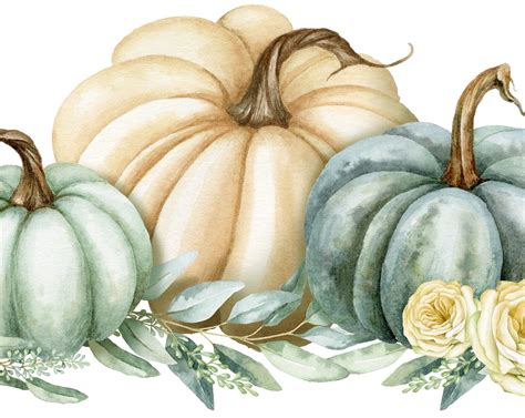 Watercolor Thanksgiving Pumpkins Arrangements. Elegant Floral - Etsy