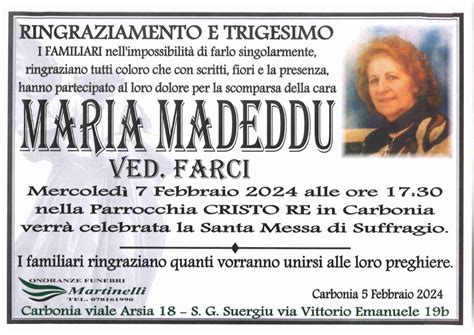 Funerali E Annunci Funebri A Carbonia Maria Madeddu Funer