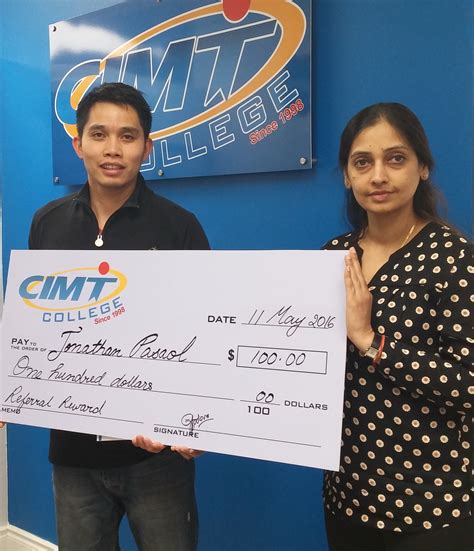 Big Cheque from CIMT College! Cimt College News