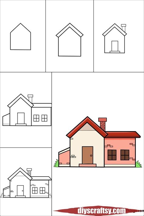 Step By Step Guide To Draw House | Simple house drawing, House drawing ...