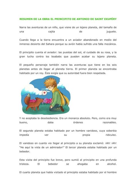 Resumen De La Obra Principito PDF