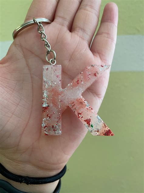 Custom Handmade Resin Letter Keychain Etsy