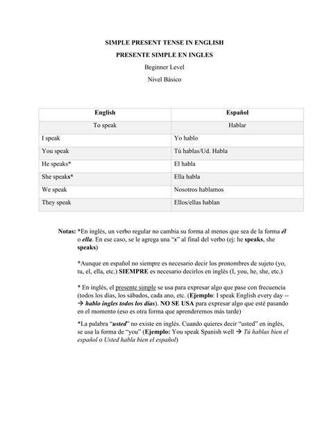 Presente Simple En Ingles Pdf