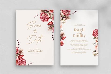 Premium Psd Elegant Romantics Wedding Invitation Card Template Set