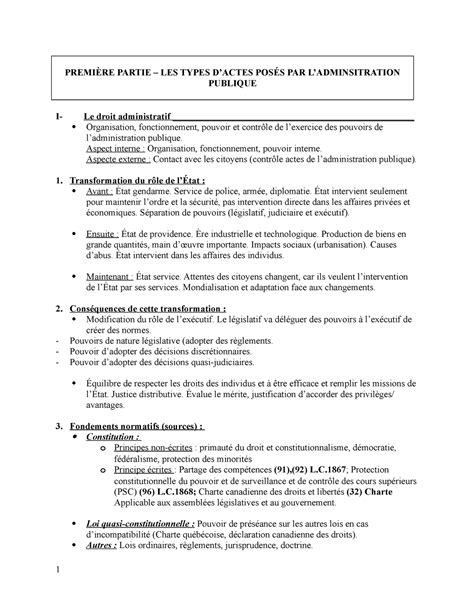 Révision dr administratif 1 6 PREMIÈRE PARTIE LES TYPES DACTES