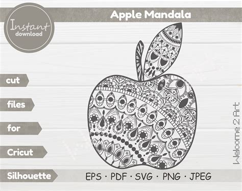 Apple SVG Apple Mandala SVG Svg Files Mandala Svg Mandala Style