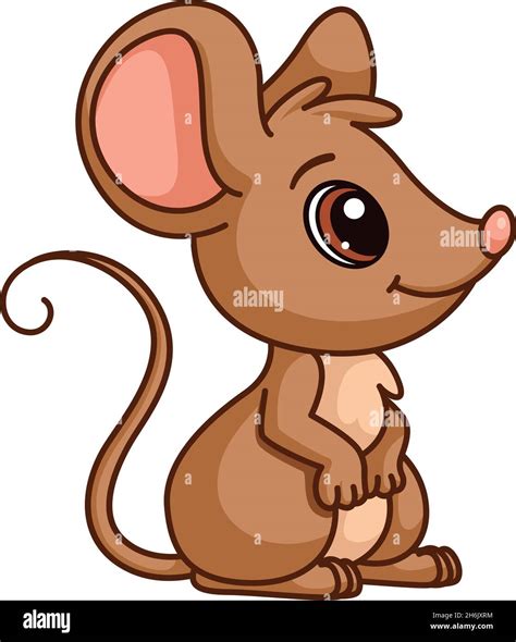 Lindo Ratón Personaje De La Rata De Dibujos Animados Animal Sonriente