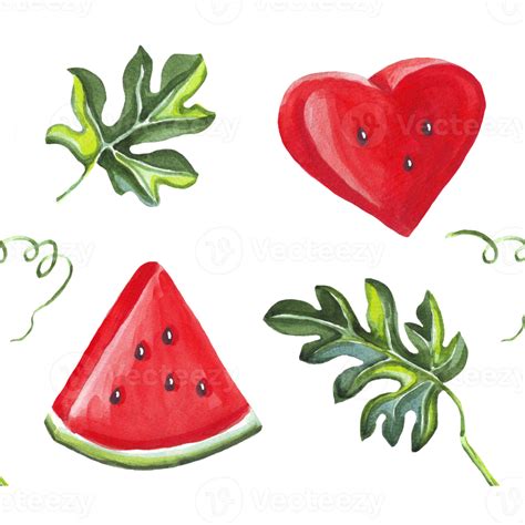 Watermelon Seamless Pattern Watercolor Illustration 22994616 Png