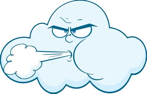 Cloud With Face Blowing Wind Cartoon Mascot Character — Stock Photo © HitToon #37397811