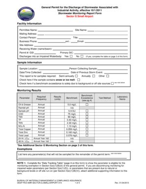 Fillable Online Ct Stormwater Monitoring Report Form Sector G Small