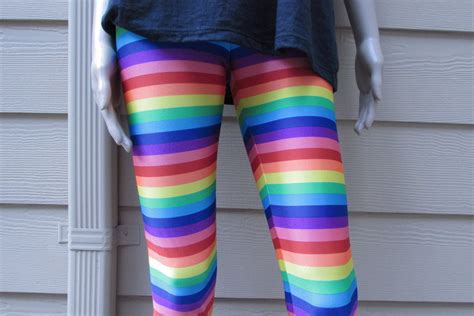 Rainbow Striped Spandex Leggings By Gpopclothing On Etsy