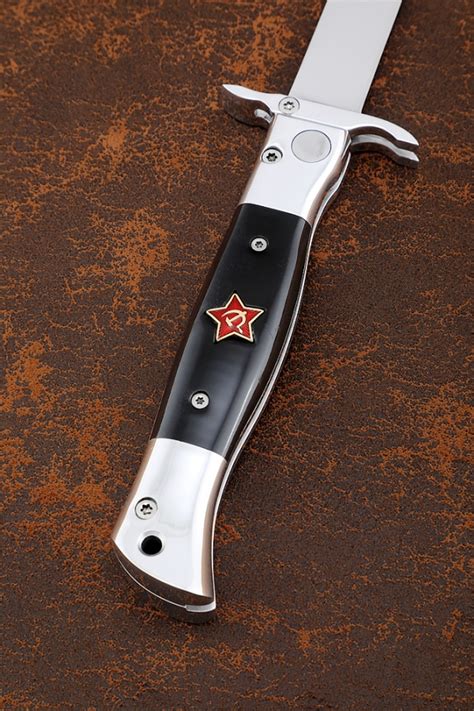 Нож Финка НКВД выкидная сталь Булат накладки акрил черный с красной ...
