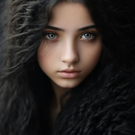 Premium Photo A Photo Of A Girl With Black Eyes And Long Black Hair Covering Her Body