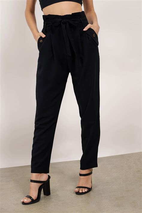 Modern Day Paperbag Waist Pant In Black 39 Tobi Us