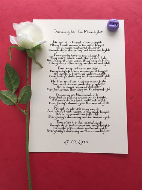 Dancing in the Moonlight Print Lyrics Handwritten | Etsy