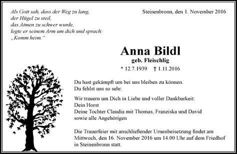 Traueranzeigen von Anna Bildl Kreiszeitung Böblinger Bote