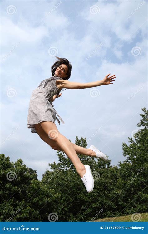 Jump for Happy Success by Beautiful Woman Stock Image - Image of girl ...