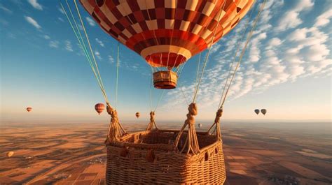 A Photo Capturing The View From A Hot Air Balloon Basket With Other Balloons Dotting The Sky