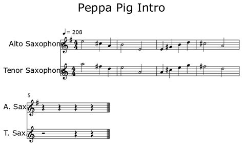 Peppa Pig Intro - Sheet music for Alto Saxophone, Tenor Saxophone