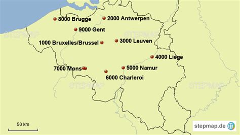 StepMap Belgien Landkarte für Belgien