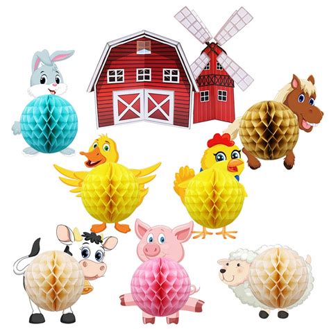 Buy Animals Farm Party Supplies Honeycomb Ball Table Centerpiece For