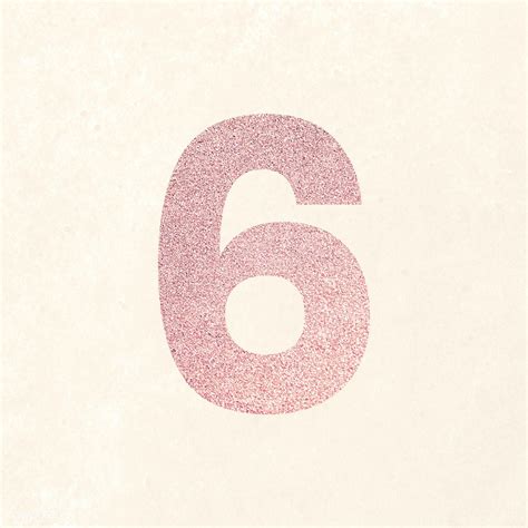 The Number Six Is Made Up Of Pink Glitter