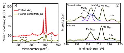 A Raman Spectra Of Pristine Mos 2 Red And Plasma Etched Mos 2 Download Scientific Diagram