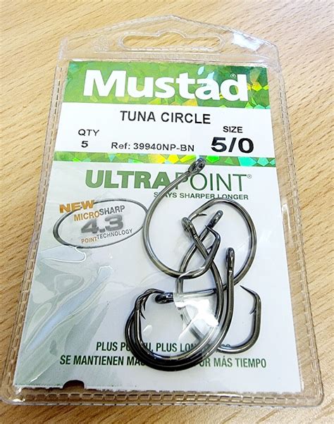 Mustad Tuna Circle Fishing Hooks Offset Np Bn Various Sizes