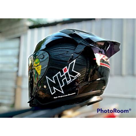 Jual Helm Nhk R Black Paket Ganteng Venom Visor Pnp With Spoiler Dapat