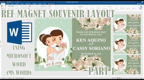 WEDDING REF MAGNET SOUVENIR LAYOUT USING MICROSOFT WORD PART 1 SAGE