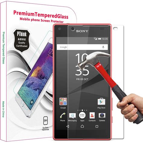 Pthink Xperia Z Compact Screen Protector Premium Tempered Glass