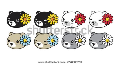 Bear Vector Polar Bear Flower Daisy Stock Vector Royalty Free 2278305263 Shutterstock