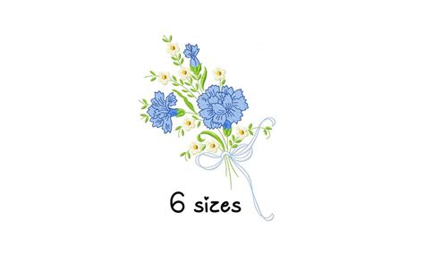 Blue Flowers Embroidery Design Bouquet Embroidery Design Etsy