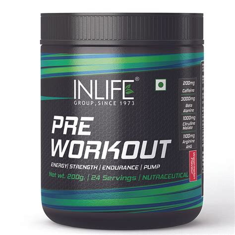 Inlife Pre Workout Supplement 200mg Caffeine 1000mg Citrulline 1100mg