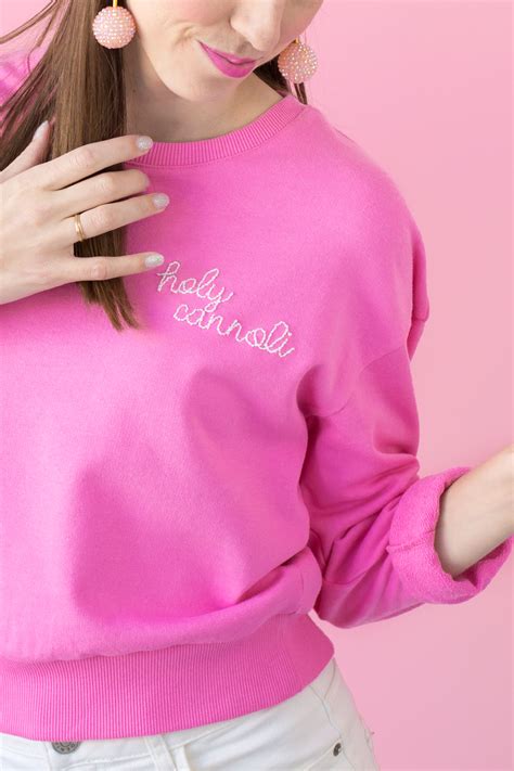 DIY Embroidered Sweatshirt My Fave Easy Embroidery Hack Studio DIY