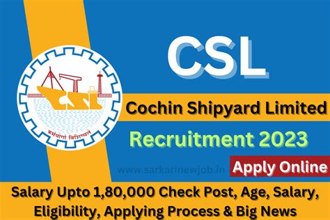 Csl Recruitment Salary Upto Check Post Age Salary