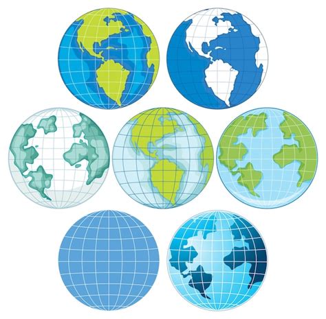 Premium Vector Set Of Earth Globes Isolated