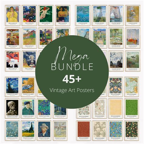 Mega Bundle 45 Vintage Fine Art Posters Van Gogh Wall Art William