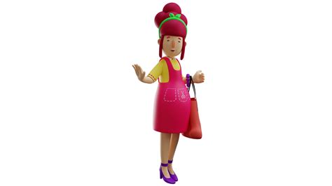 3d Illustration Beautiful Mother 3d Cartooncharacter Mom Is Getting Ready To Go Shopping