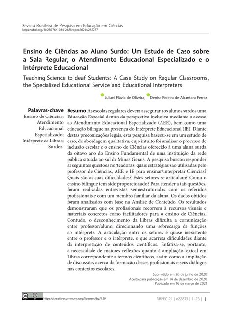 Pdf Ensino De Ciências Ao Aluno Surdo Um Estudo De Caso Sobre A Sala