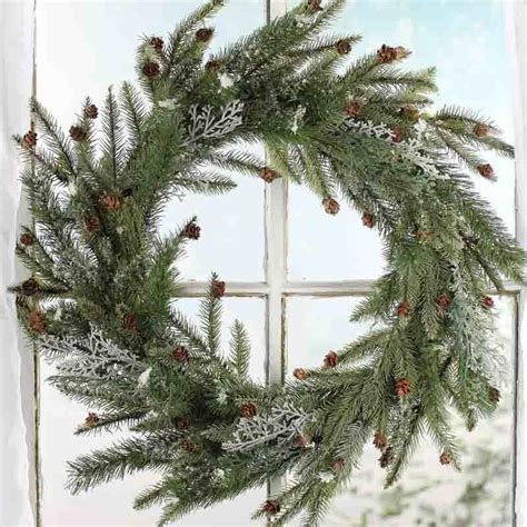 Frosted Artificial Pine Wreath Wreaths Floral Supplies Craft Supplies